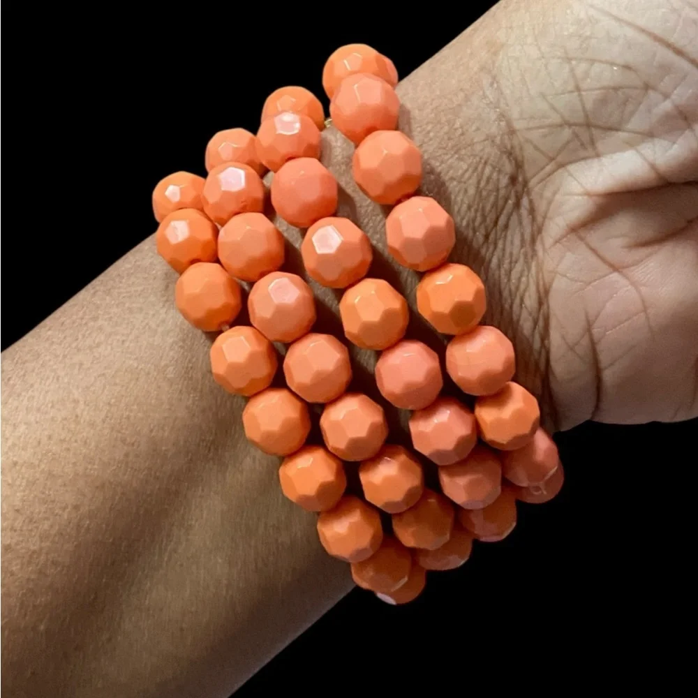Vintage Orange Floral Stretch Bracelet